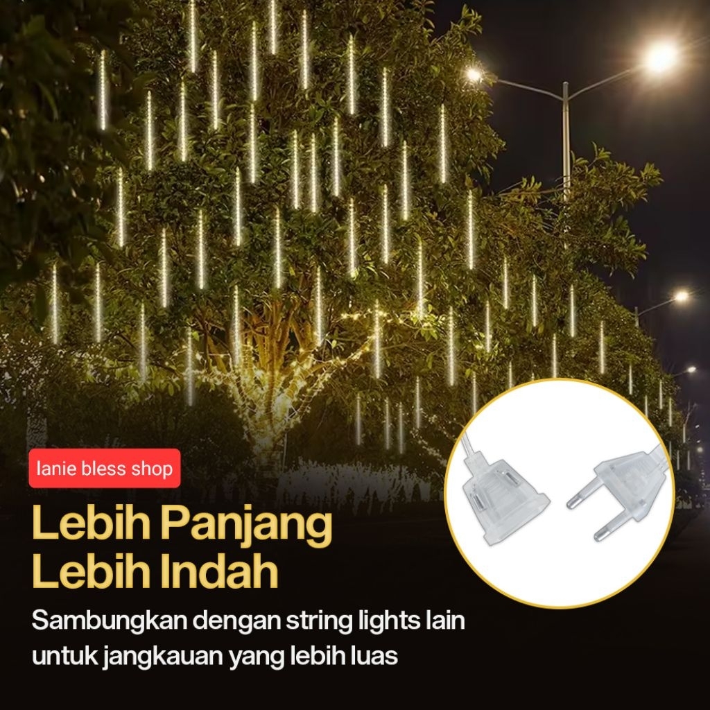 lampu LED hias gantung kembang api meteor rain outdoor waterproof lampu hias tetes air LED christmas