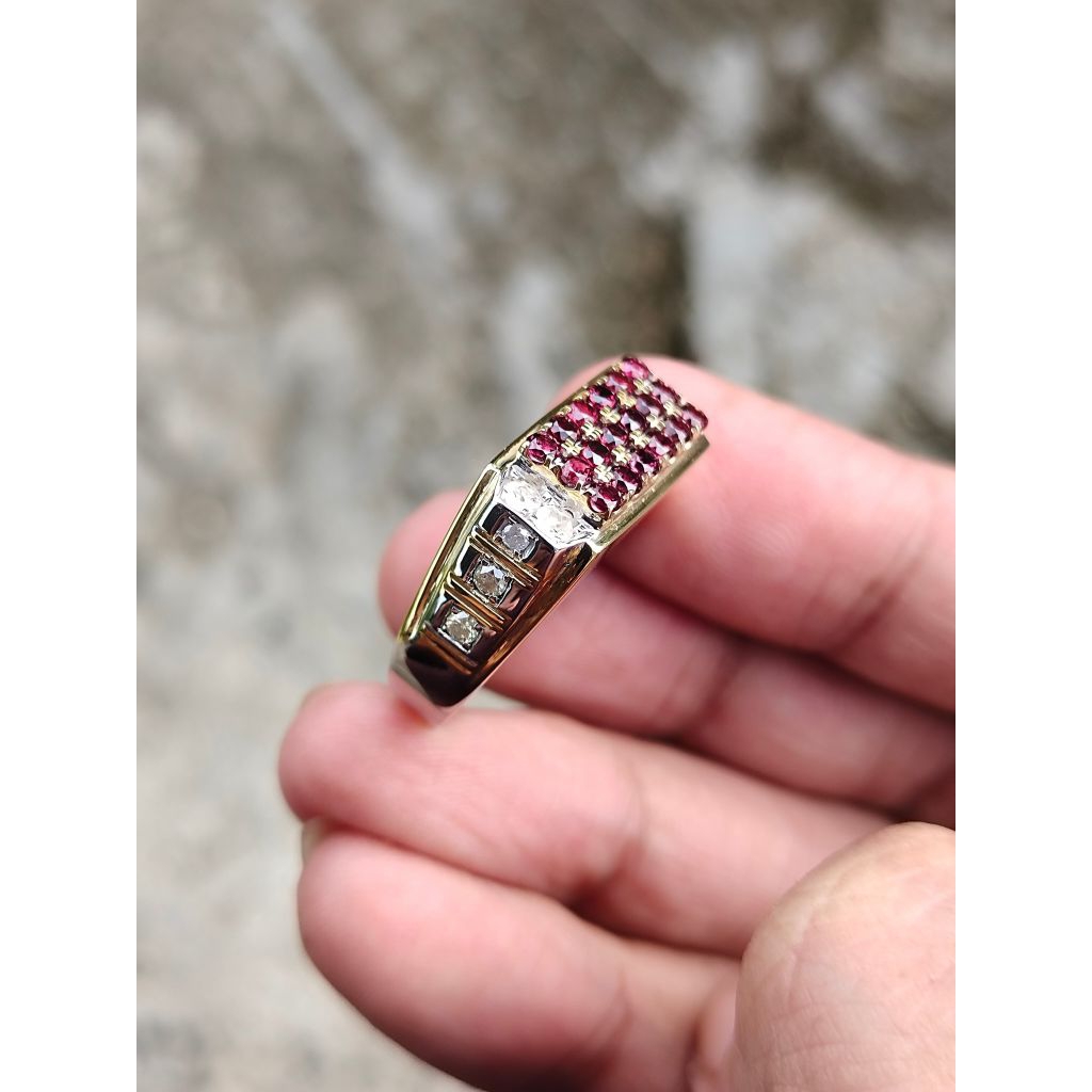 Cincin Cowok Gernet Premium + Berlian Banjar Asli | Sertifikat Memo Lengkap