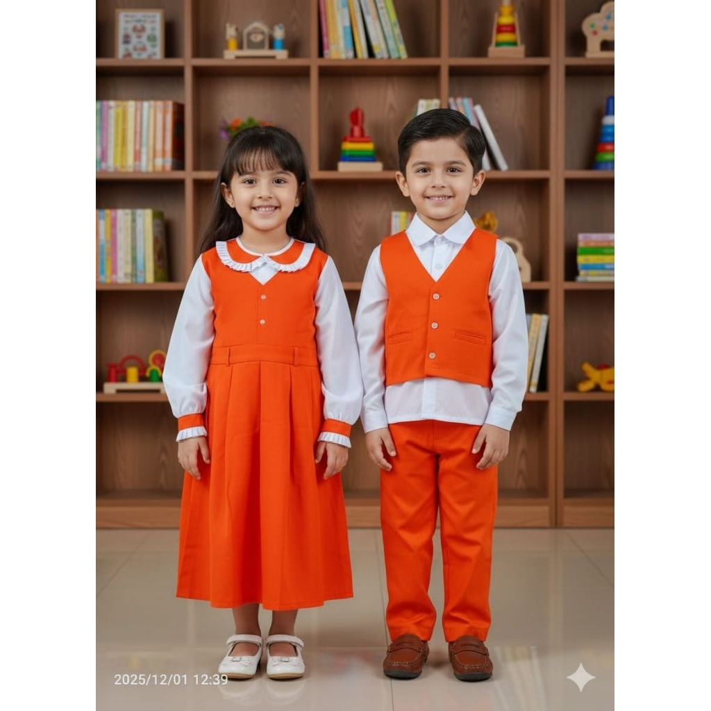 SERAGAM TK NASIONAL WARNA  OREN ORANGE PEREMPUAN DAN LAKI LAKI