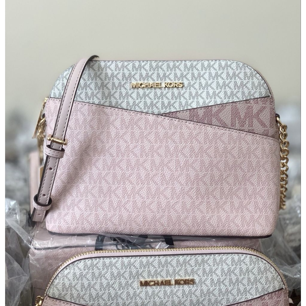 mk jet set travel dome crossbody pink multi
