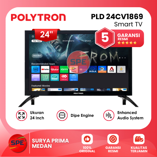 SMART TV POLYTRON 24 INCH PLD 24CV1869 HD GARANSI RESMI (MEDAN)