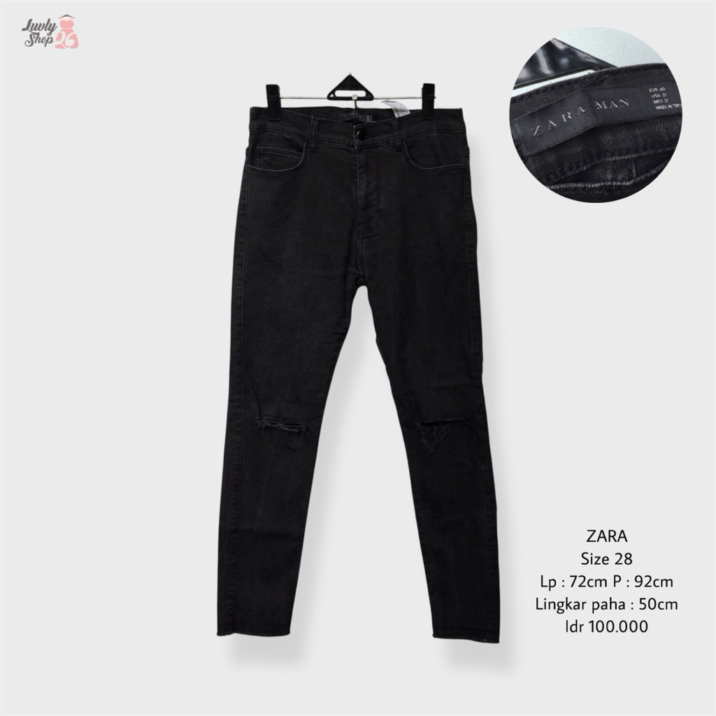 zara man celana Jeans ripped unfinished