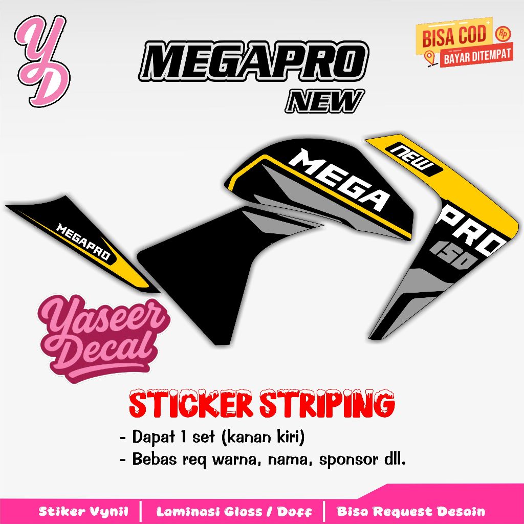 Striping Megapro New - Sticker Striping Variasi Lis Megapro New - Striping Hologram Megapro New - Kt