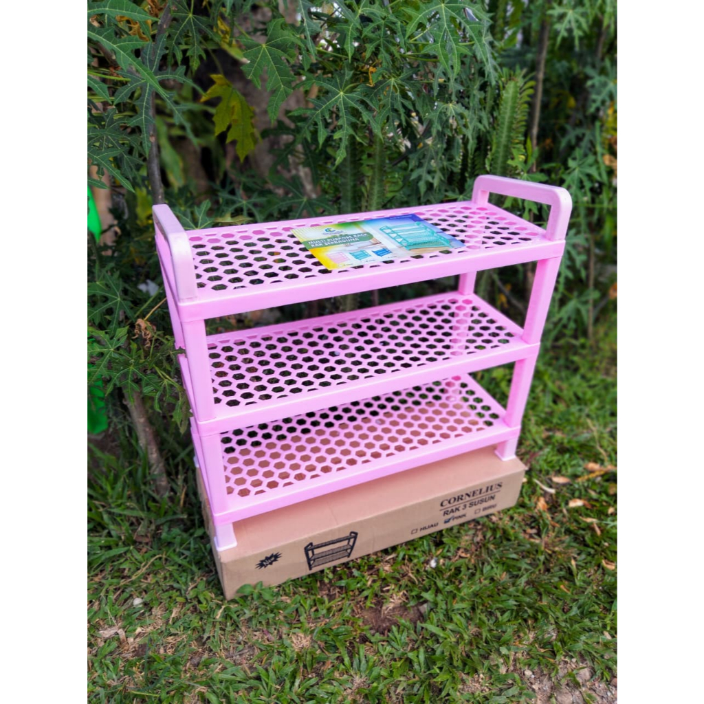 Cornelius Rak Sepatu Plastik 3 Susun - Tempat Sepatu 3 Susun - Rak Sepatu Plastik Kokoh