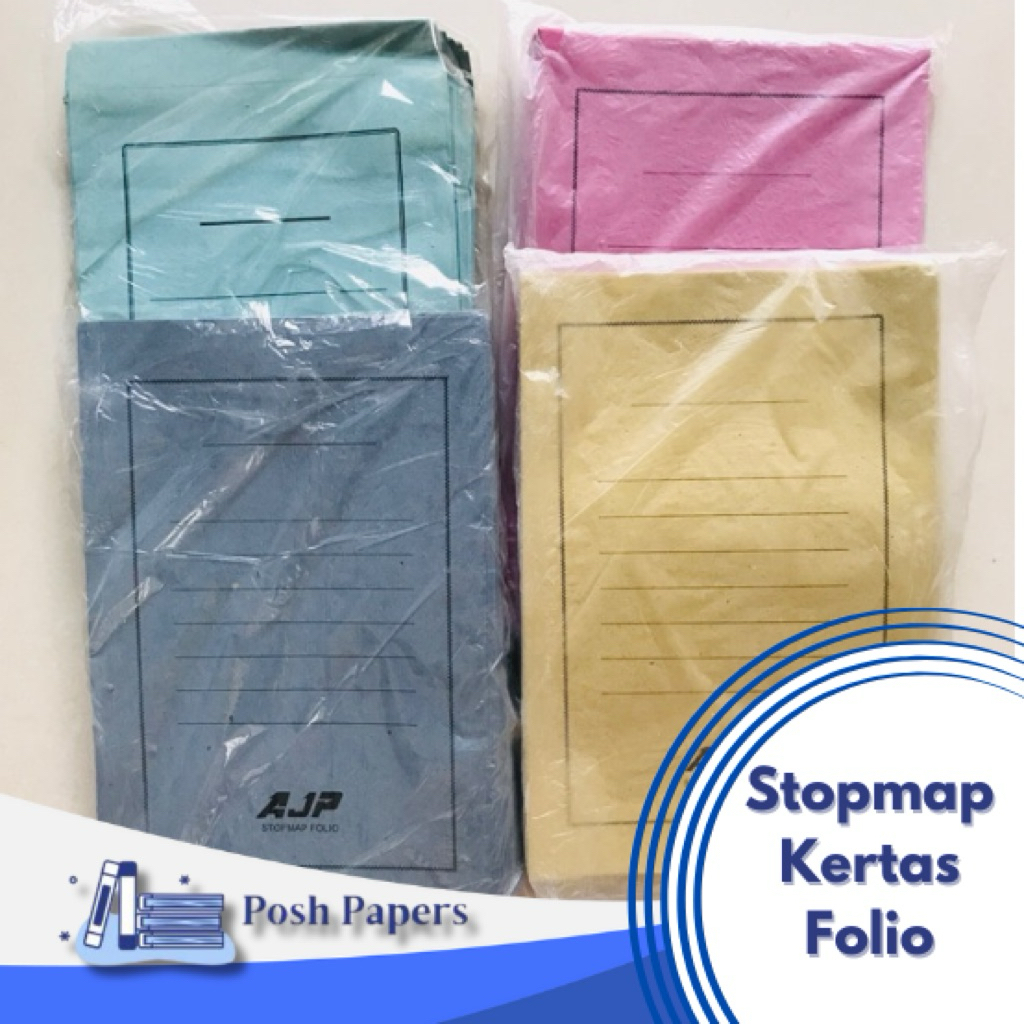1 Pack (50 Lembar) Stopmap Kertas Folio Merah Kuning Hijau Biru