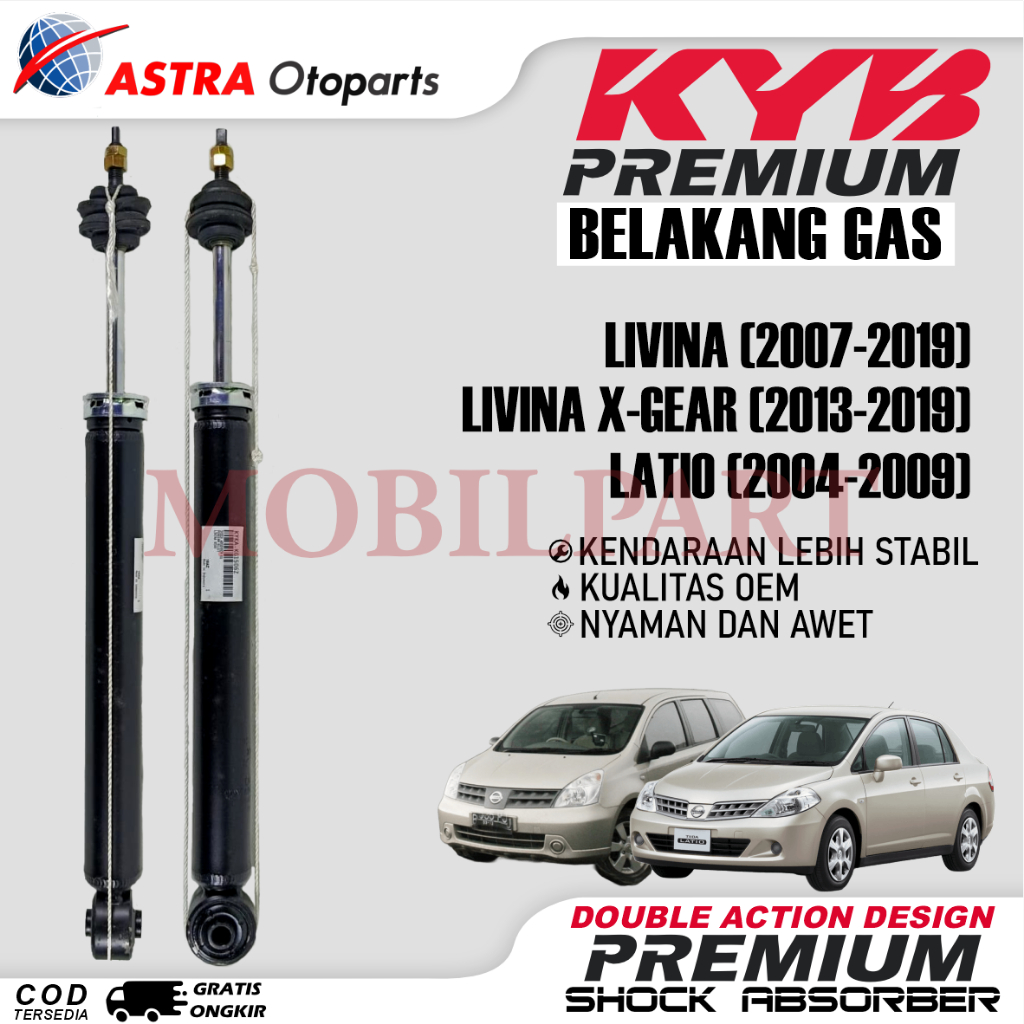 Shockbreaker Belakang Gas Livina / Livina X-Gear / Latio | Shock Kayaba (KYB) Premium