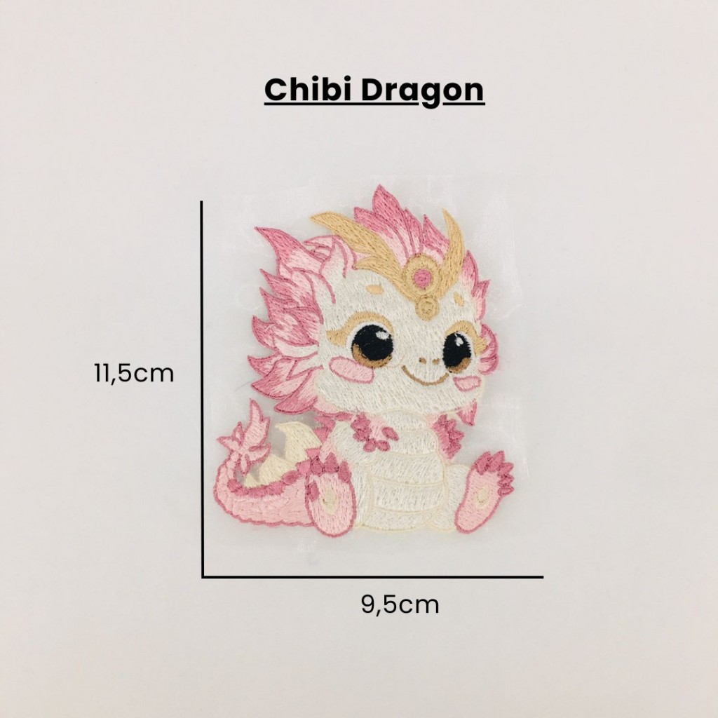 1Pcs Bordir Jahit Patch Naga Motif Chibi Dragon