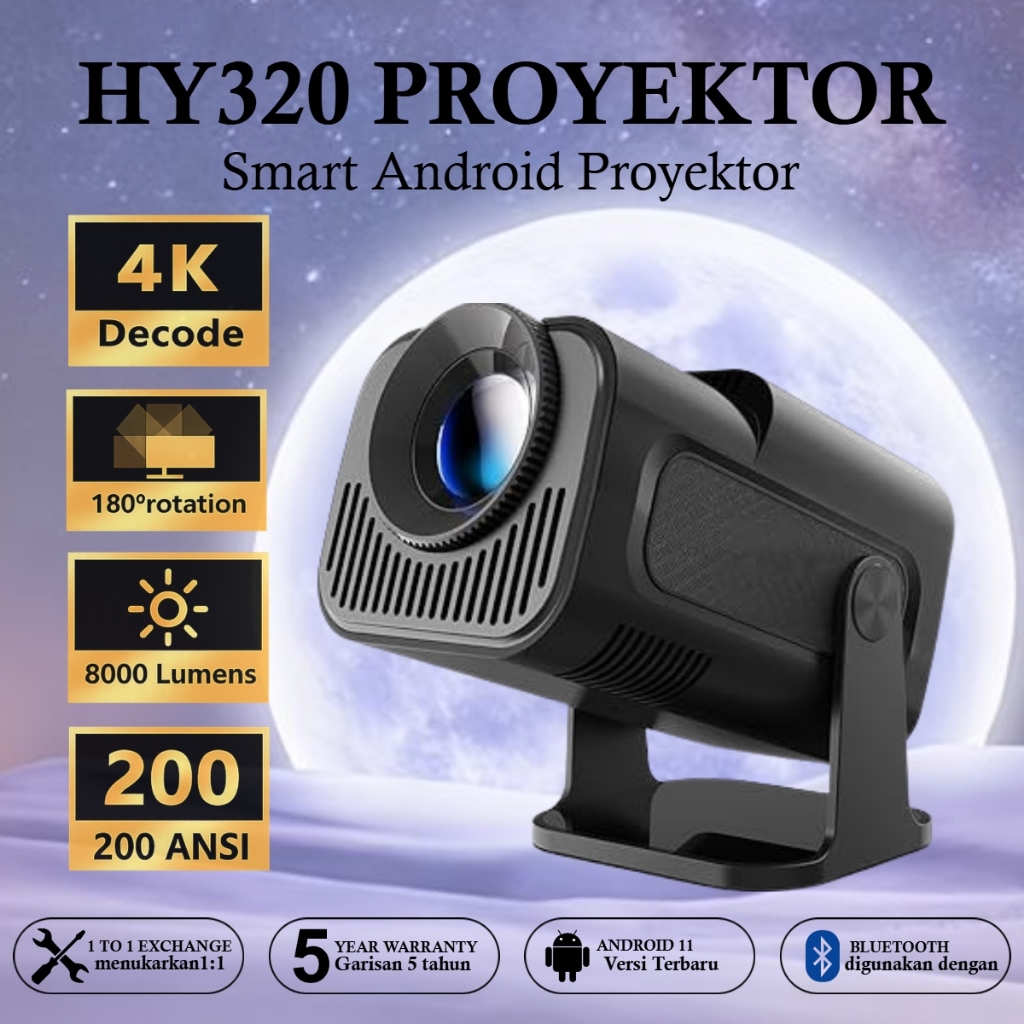 PROYEKTOR HY320 SMART FULL HD 1080P | WIFI | BLUETOOTH SUPER TERANG | COCOK UNTUK NONTON NETFLIX