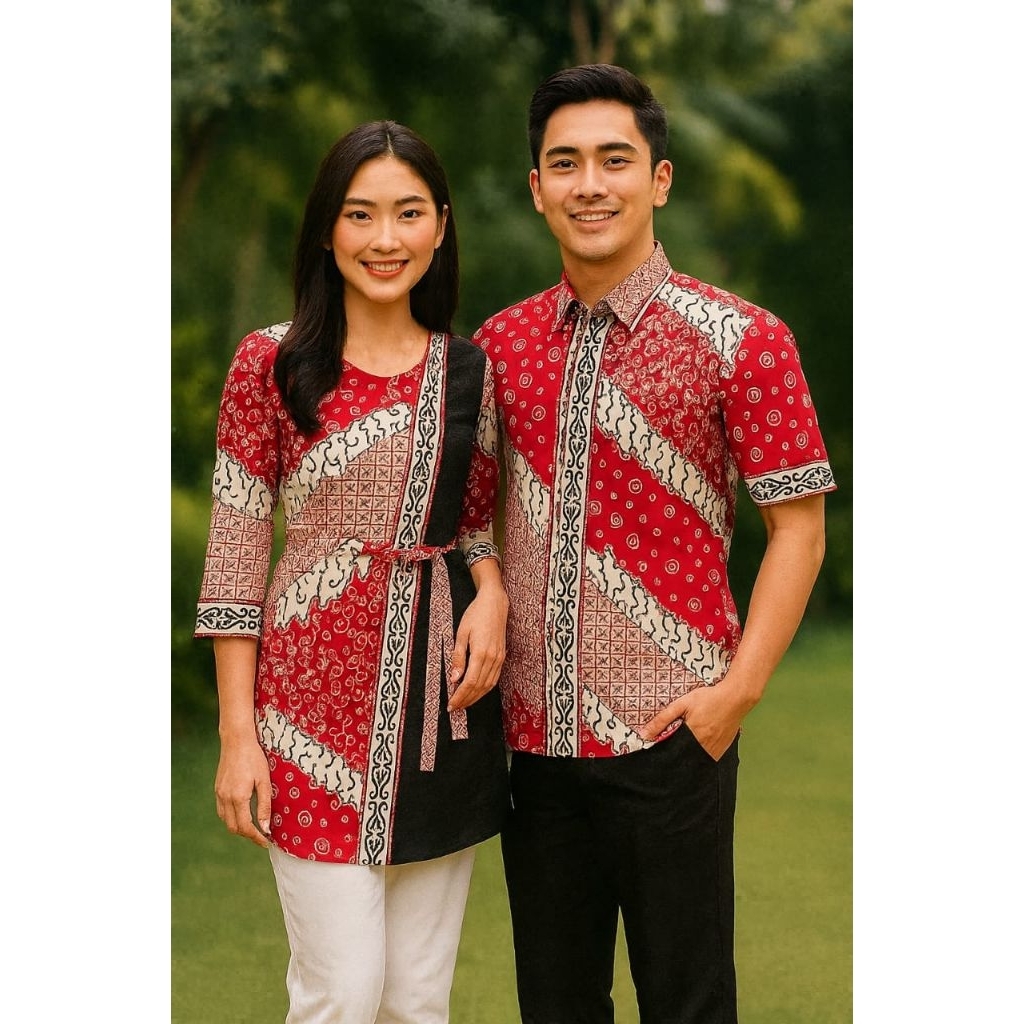 Couple batik pria dan wanita kemeja batik pria dan Blouse batik wanita modern batik kerja