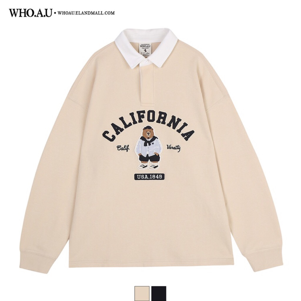 kaos kerah Rugby WHO AU CALIFORNIA authentic original SIZE L