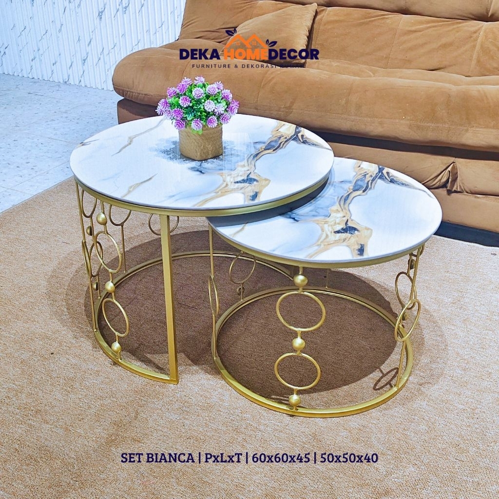 Meja Tamu Minimalis BIANCA / Meja Tamu Aesthetic Modern / Furniture Ruang Tamu / Meja Besi