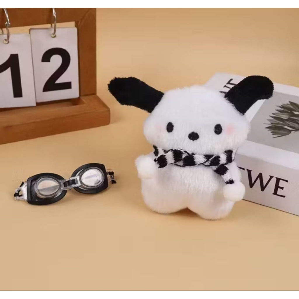 Gantungan kunci /Gantungan Tas boneka puppy syal+kacamata samoyed