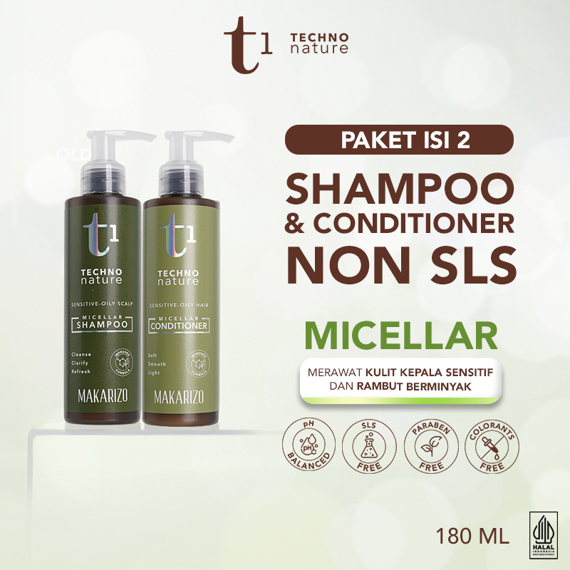 PAKET ISI 2 Makarizo T1 Techno Nature Micellar Shampoo & Conditioner 180 mL - Shampo Conditioner Non