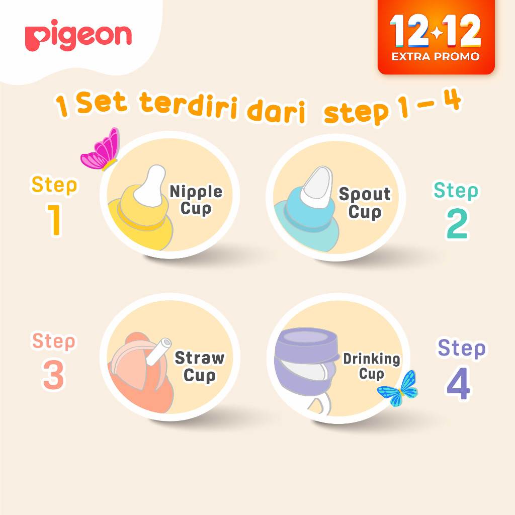 [PROMO 12.12] PIGEON Mag Mag Step 1, 2, 3, dan 4 | Gelas Minum Bayi Anti Tumpah |  BPA Free |Cangkir