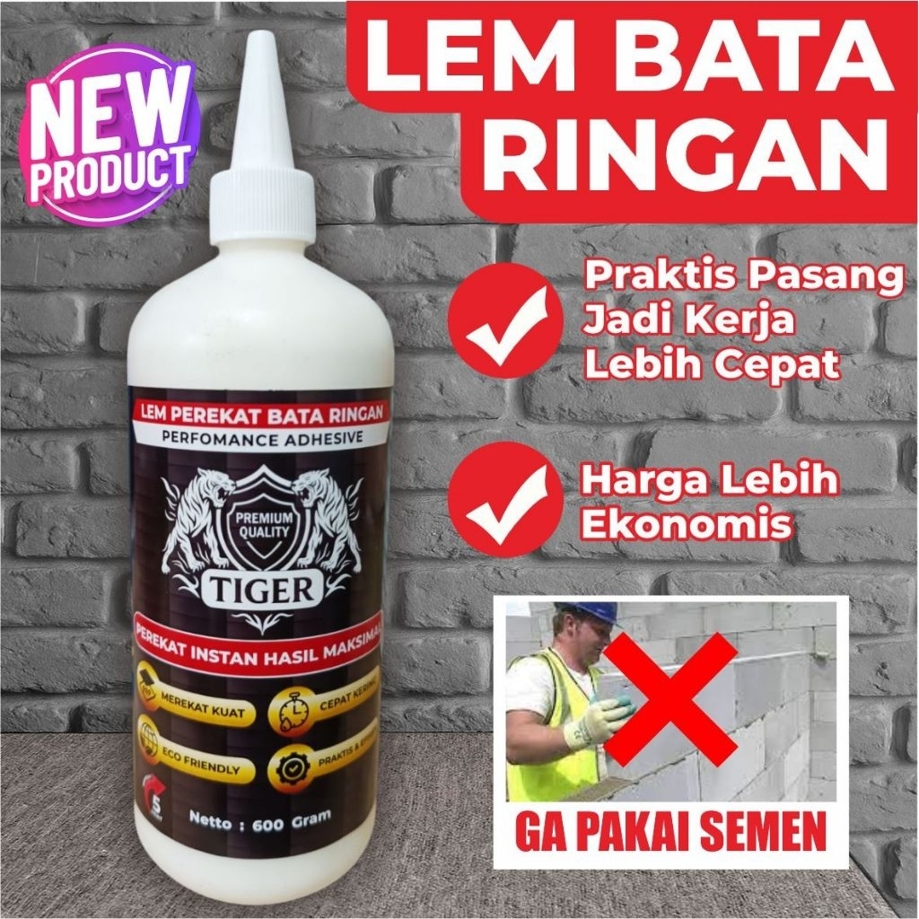 Lem Bata Ringan TIGER Premium Quality 600gram / Perekat / Hebel