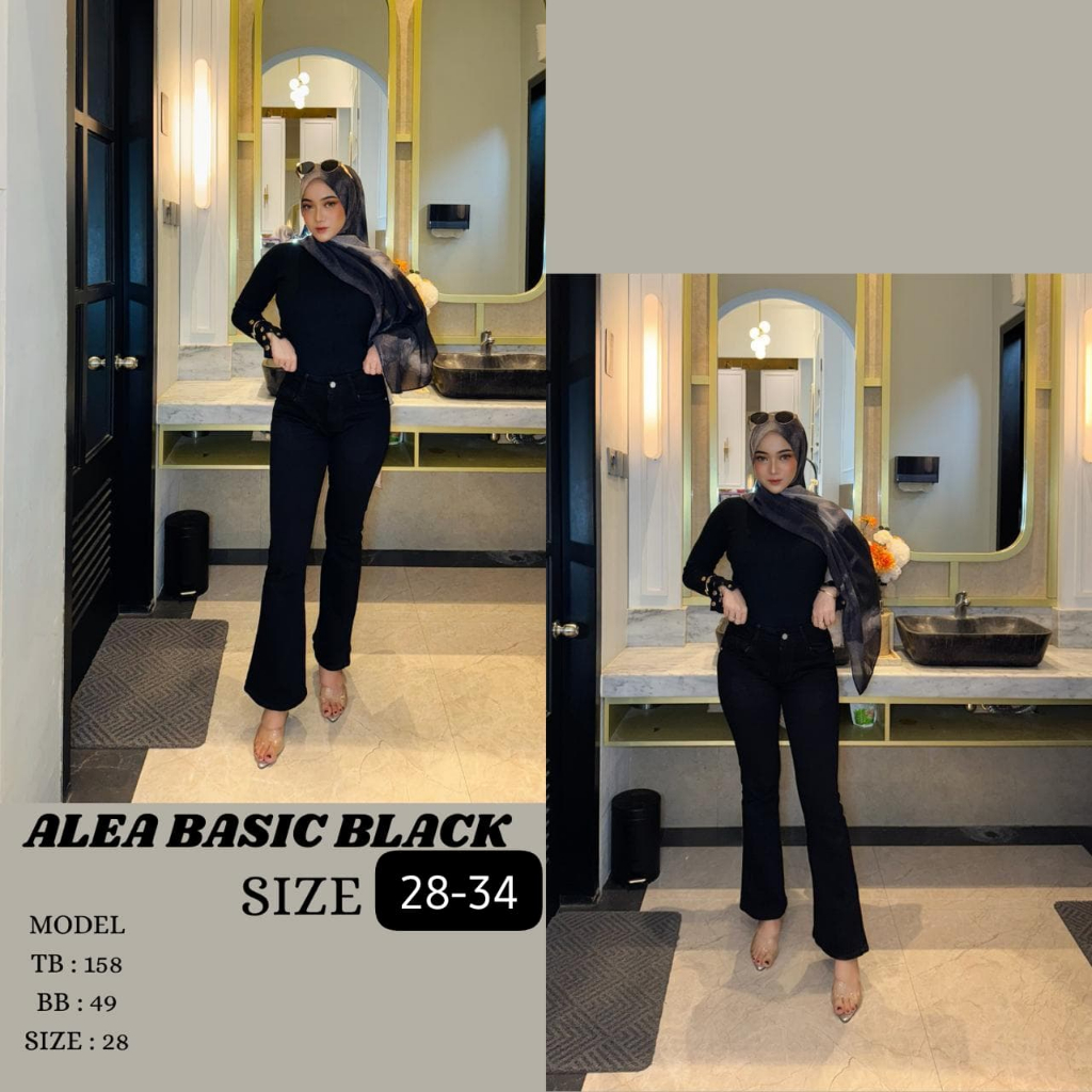 BEST SELLER  CELANA JEANS WANITA CUTBRAY HIGHWAIST ALEA BLACK BASIC BAHAN MELAR (STRECH) NYAMAN PANJ
