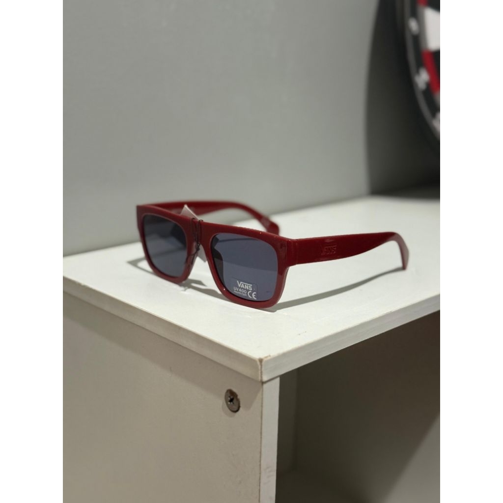 VANS SUNGLASSES SQUARES GLOSSY RED ORIGINAL 100%