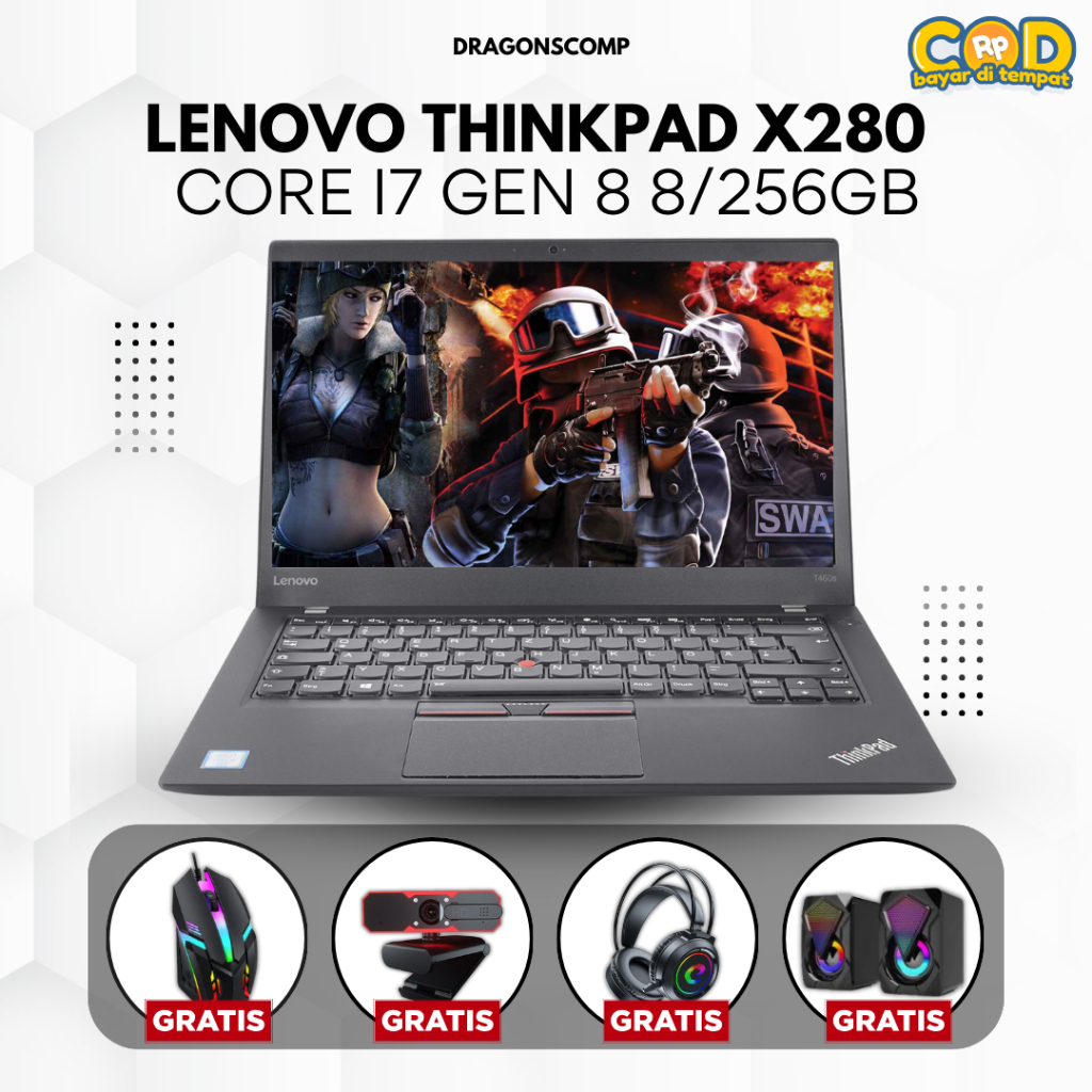 Laptop Lenovo ThinkPad X280 Core i3 i5 i7 Gen 7 Gen 8 RAM 8GB SSD 256GB – Laptop Second Murah Bergar