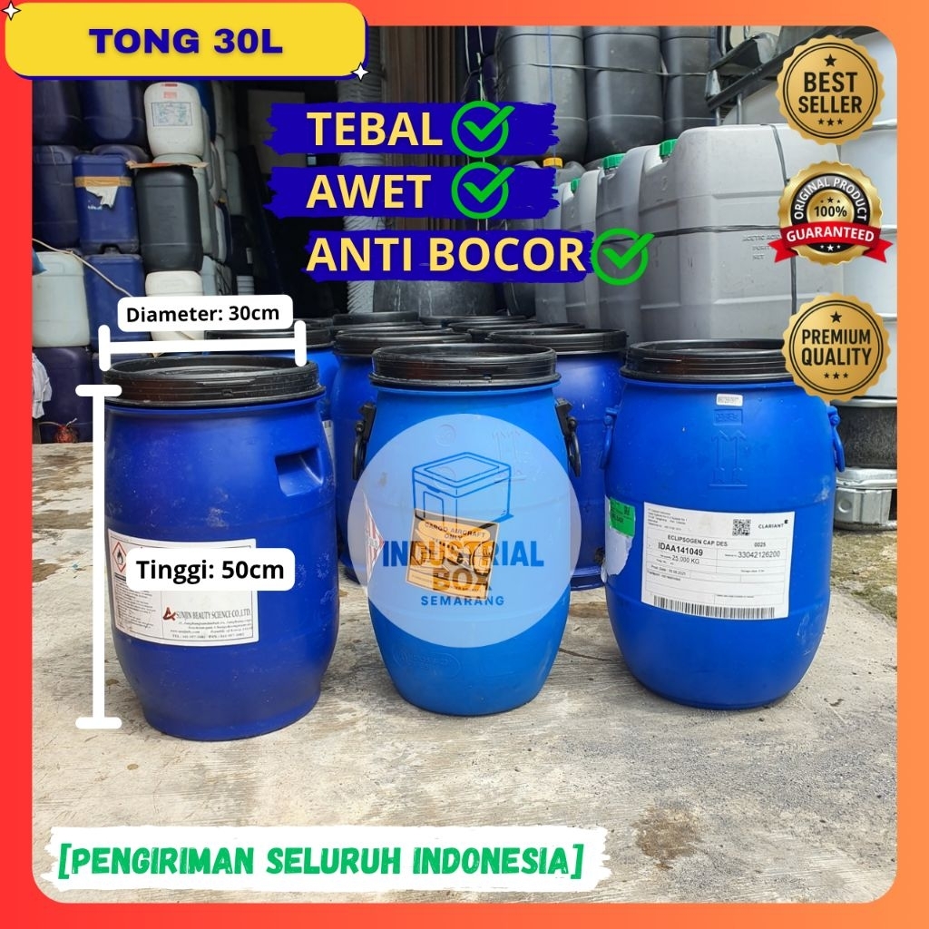 Tong 30 Liter / Tempat Sampah 30L Bekas Cuci Bersih / Gentong Drum Plastik Tempat Penyimpanan Air Ik