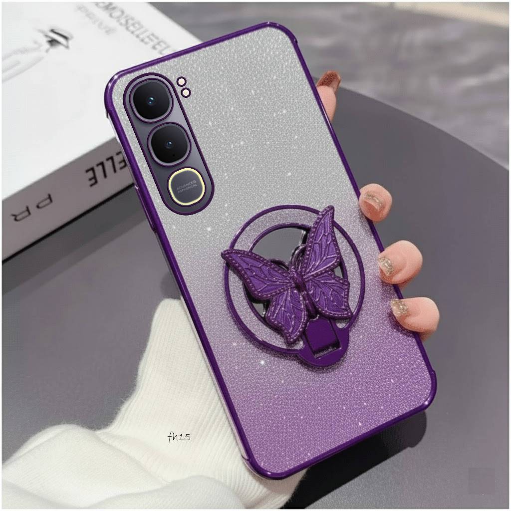 Casing Vivo Y21D Y31 Case Glitter Aesthetic Ring Buterfly Miror