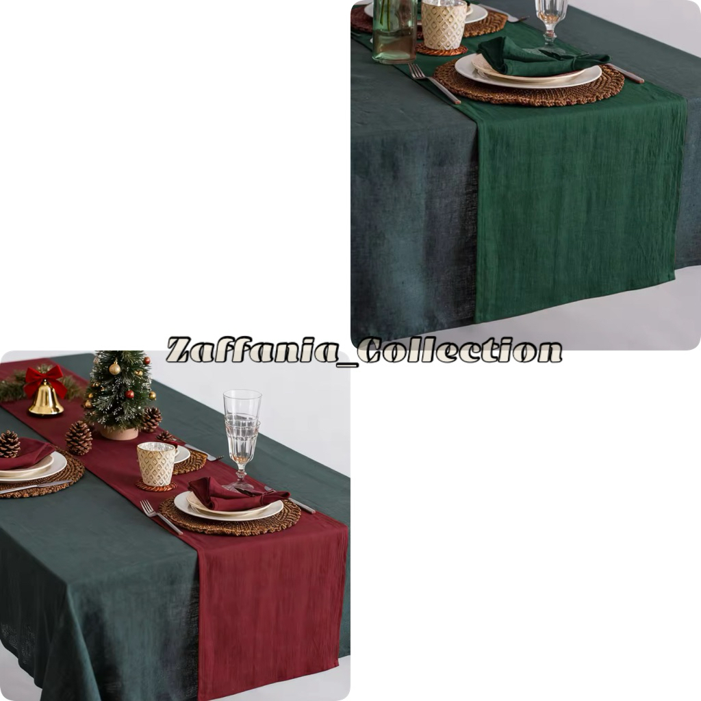 taplak meja ruang tamu / table runner polos edisi natal bahan suede premium