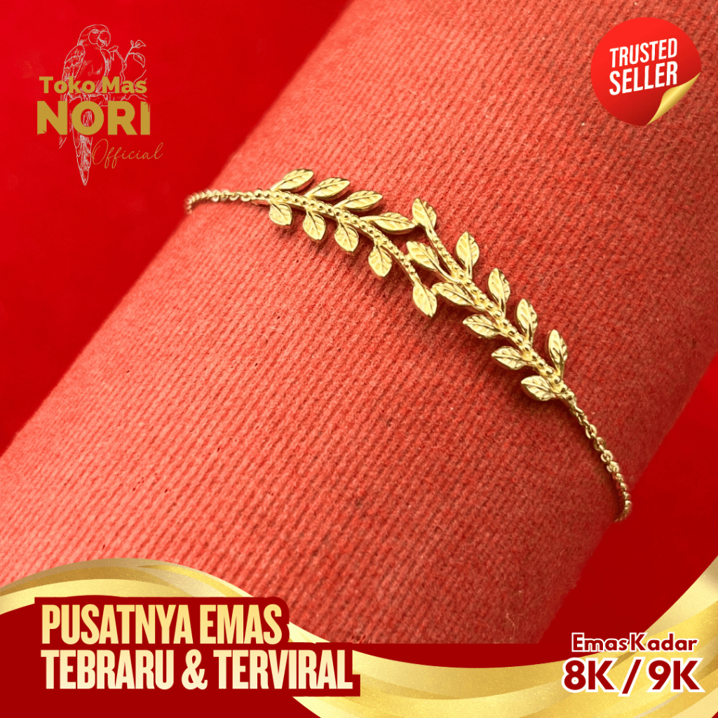 GELANG SERUT RANTING DAUN POLOS - EMAS 8K - TOKO MAS NORI OFFICIAL
