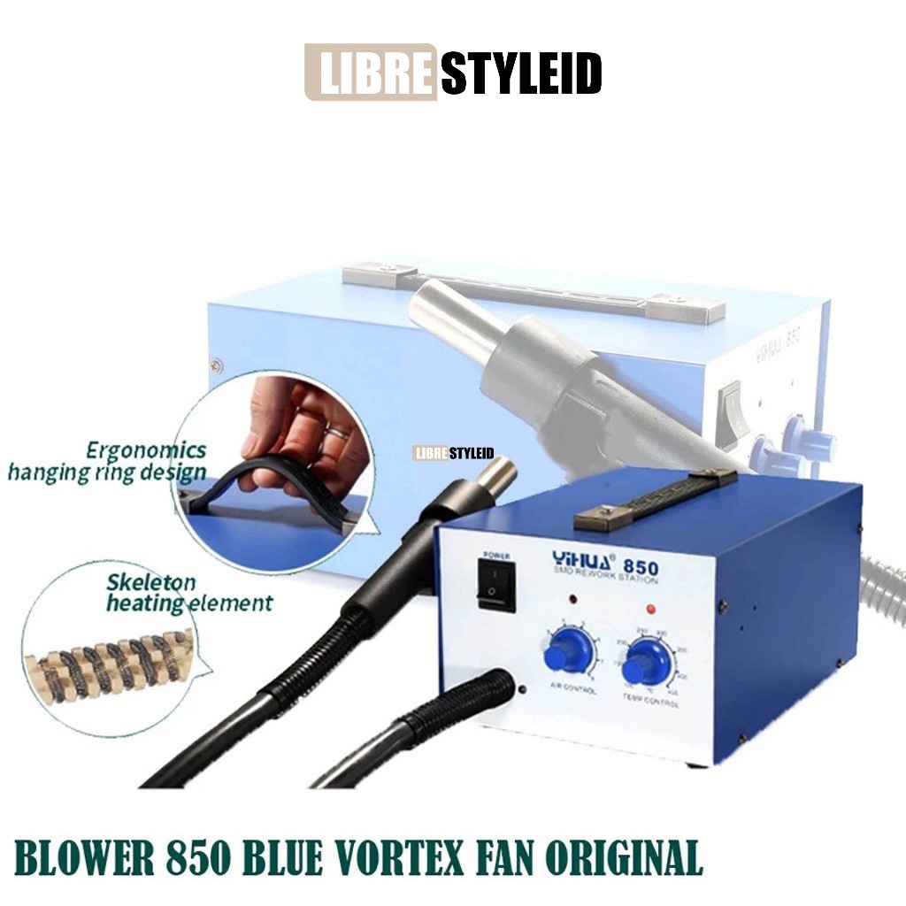 YIHUA 850 Blue Hot Air – Blower Uap & Rework Station SMD dengan Vortex Fan