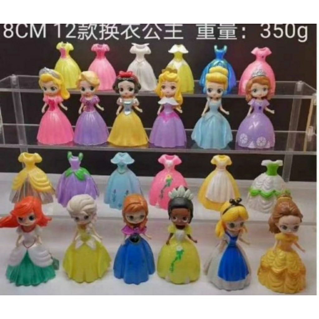 Action Figure Princess Set Clip on Dress isi 12 ganti baju 24 Mainan Pajangan Miniatur