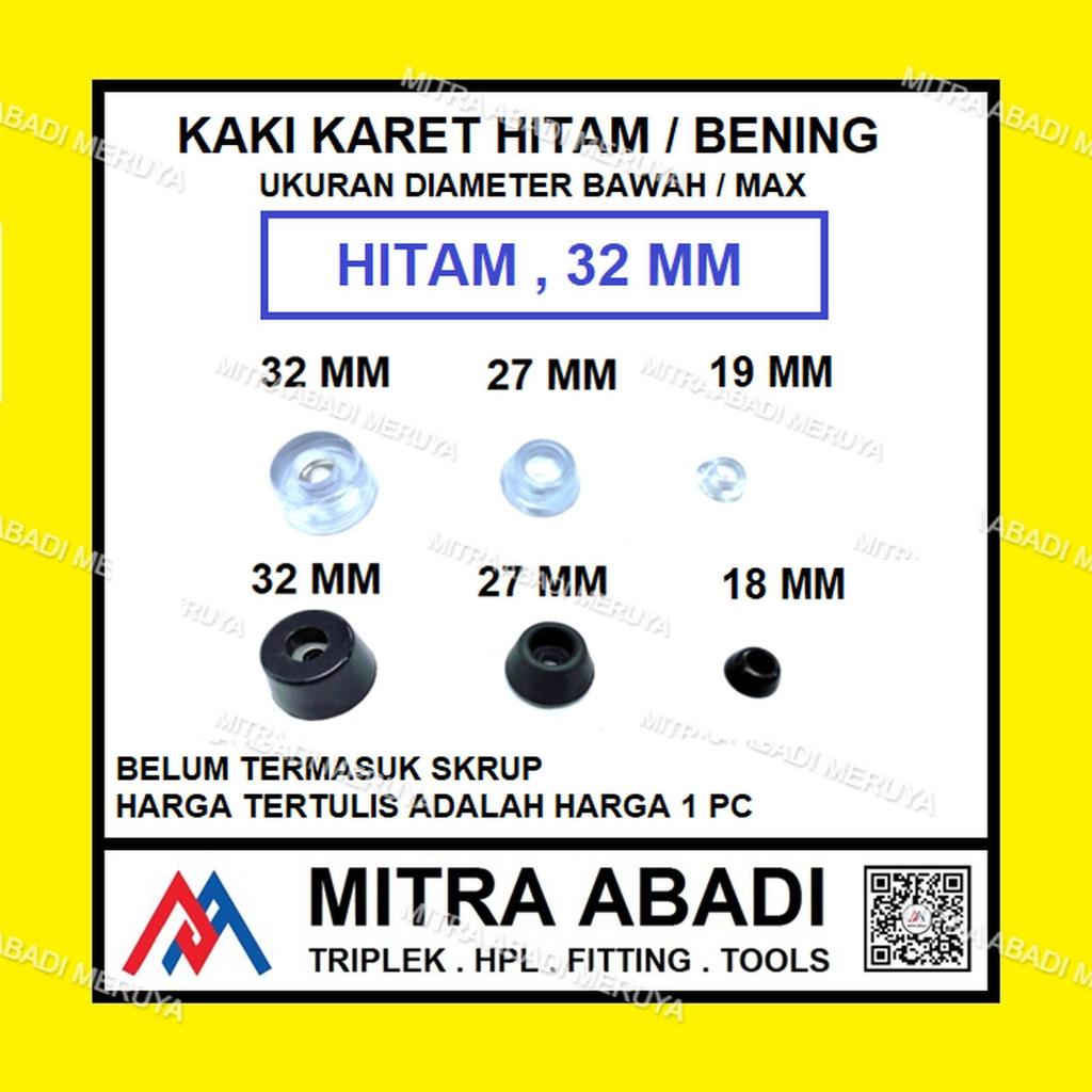 Kaki karet Alas Kaki Meja Kursi Lemari Hitam 32 mm