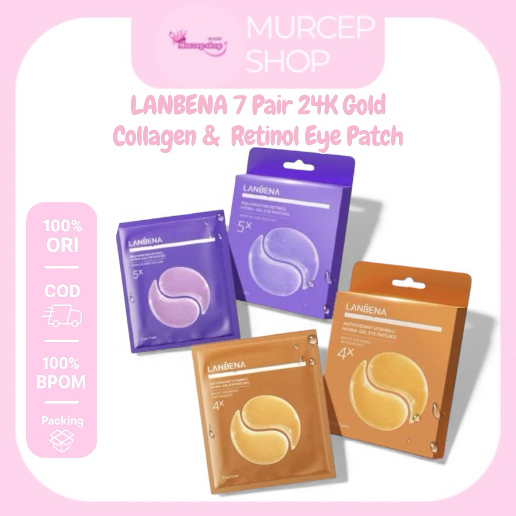 LANBENA 7 Pair 24K Gold Collagen &  Retinol Eye Patch Penghilang Kantung Mata Lingkaran Hitam Masker