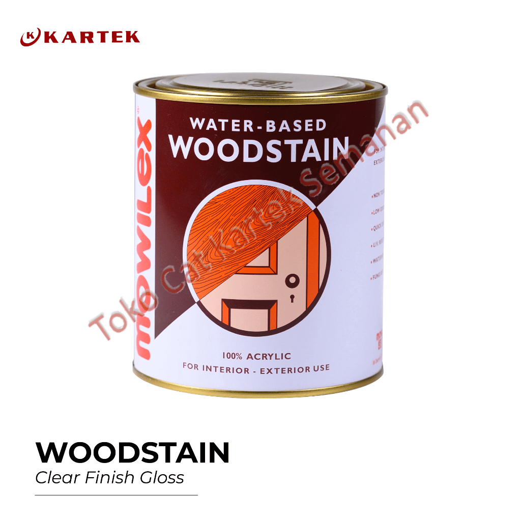 Mowilex Waterbased Woodstain Cat Pernis Politur Kayu Eksterior Interior WS CLEAR FINISH GLOSS 1L 1KG