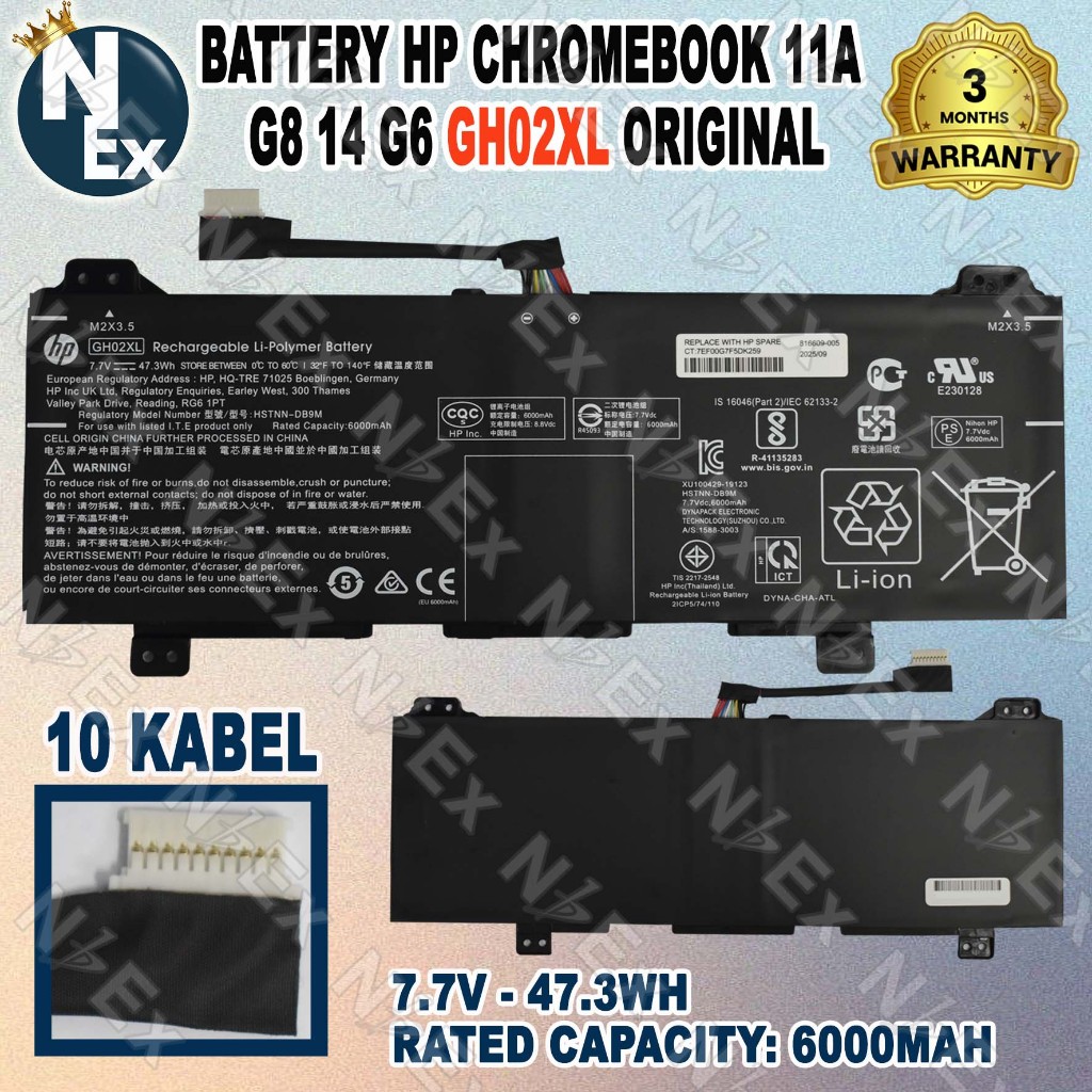 BATTERY HP CHROMEBOOK 11A G8 14 G6 GH02XL ORIGINAL