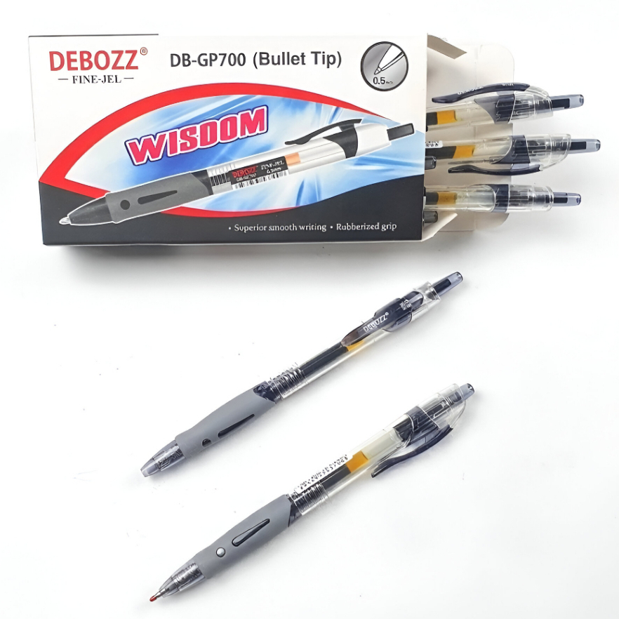 [12 PCS] PEN PULPEN GEL DEBOZZ WISDOM DB-GP700 HITAM 0.5 MM