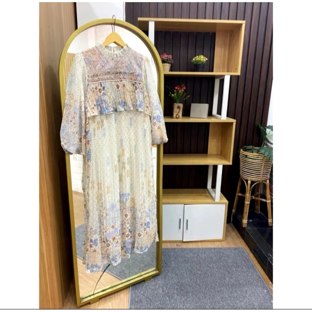 Preloved Gamis Muslim Wanita Umpak Rumbai Bunga Dress Broken White Perempuan Muslimah Lebaran Kekini