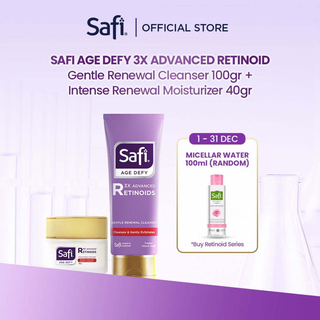 [Paket Cleanser + Pelembap] Safi Age Defy 3X Advanced Retinoid - Gentle Renewal Cleanser 100gr + Int