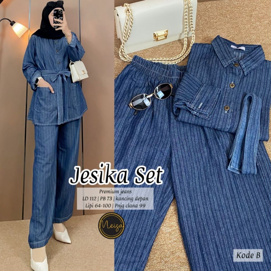 JESICA SET LD 112 /SETELAN PREMIUM JEANS BY MEISASTORE