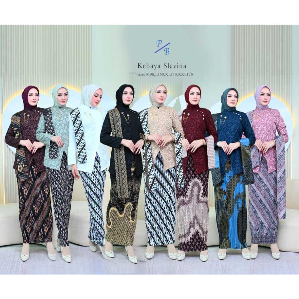 Kebaya Slavina – Set Kebaya Jaguar Fukuro dengan Rok Plisket
