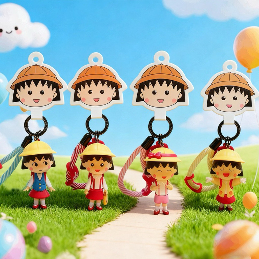 chibi maruko chan - keychain gantungan kunci / tas bag charm chibi maruko-chan momoko sakura