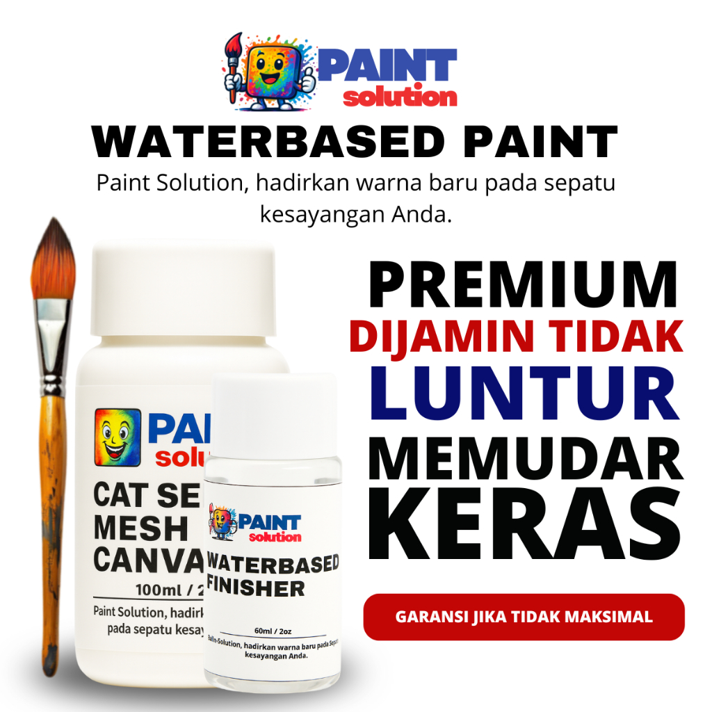 Cat Sepatu Anti Luntur Waterbased Finisher Paint Kuas | Cat Canvas Kain Nubuck Kulit & Jaket SKU-WB6