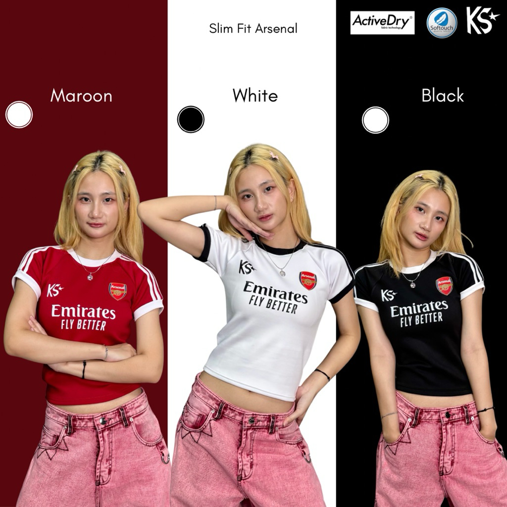 Koshionstudio New SlimFit Arsenal Scuba Sport PRO Active Dry Baju wanita , jersey wanita