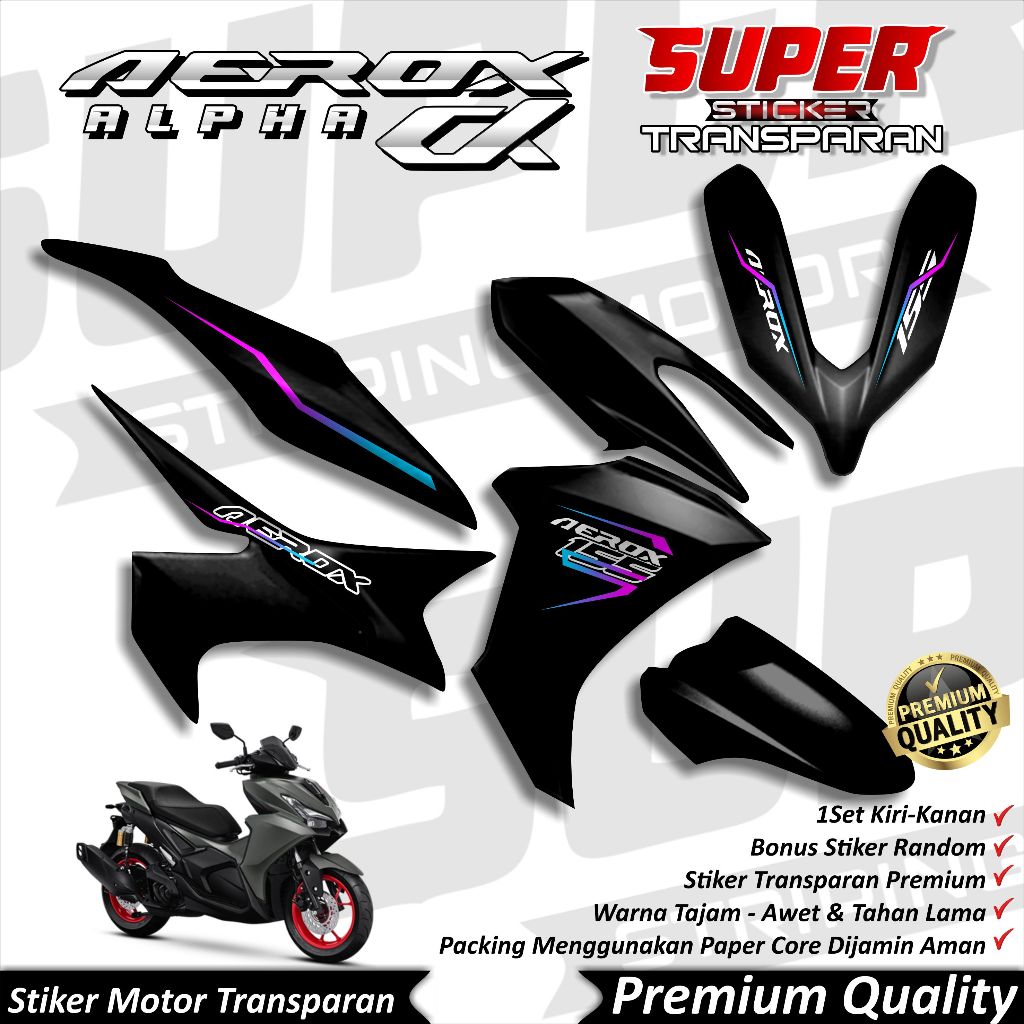 Stiker Aerox 155 NEW Transparan keren Striping Aerox ALPHA 155 New Stiker Transparan UV Aerox 155 NE