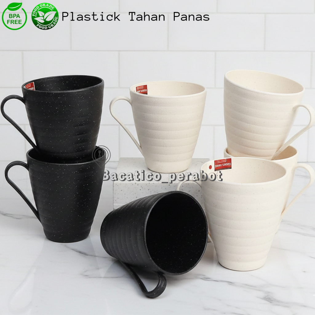 Cangkir 1 Lusin isi 12 pcs Gelas Cangkir Kopi set 12 pcs Cangkir plastik Ramen Dop ulir Tahan Panas