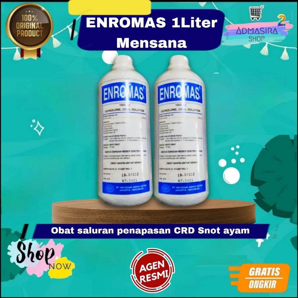 ENROMAS 1liter Mensana obat pernapasan crd snot pilek diare kolera ayam Mensana 1 liter