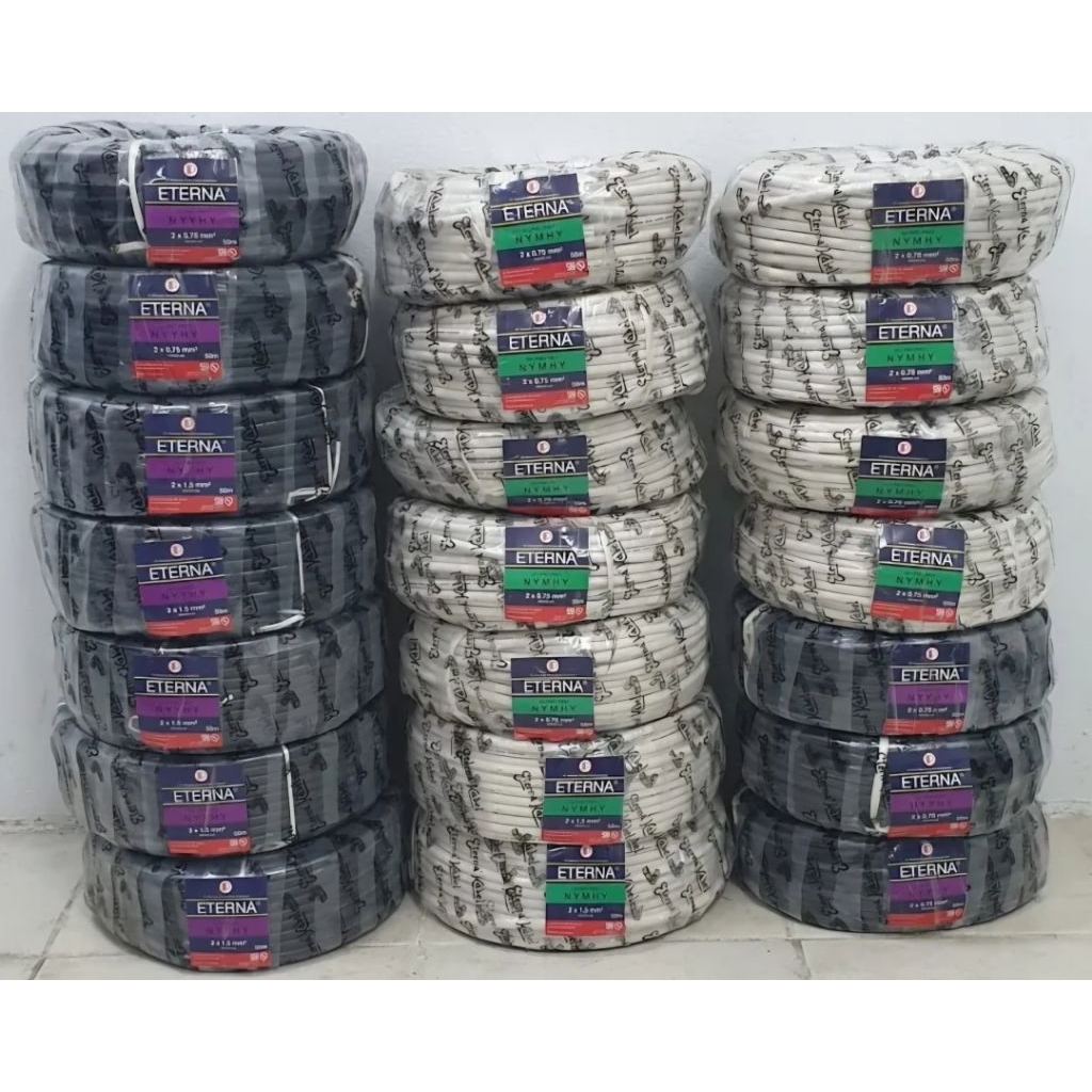 Kabel Eterna ECERAN PERMETER  2x0.75 , 2x1.5  , 3x0.75 ,  3x1.5  kabel serabut eterna full tembaga a