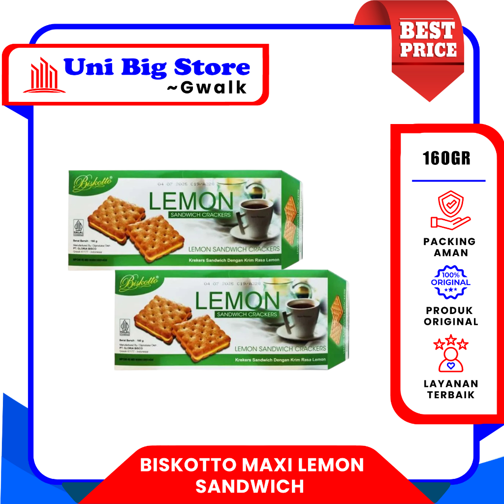 Biskotto Biskitop Krekers Biscuit Maxi Lemon Sandwich Crackers  ~160 gr