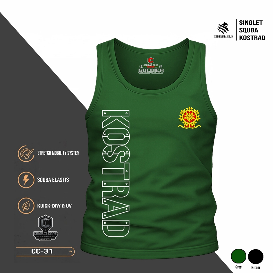 Singlet Gym Kostrad | Combat Core | Bahan Scuba Elastis