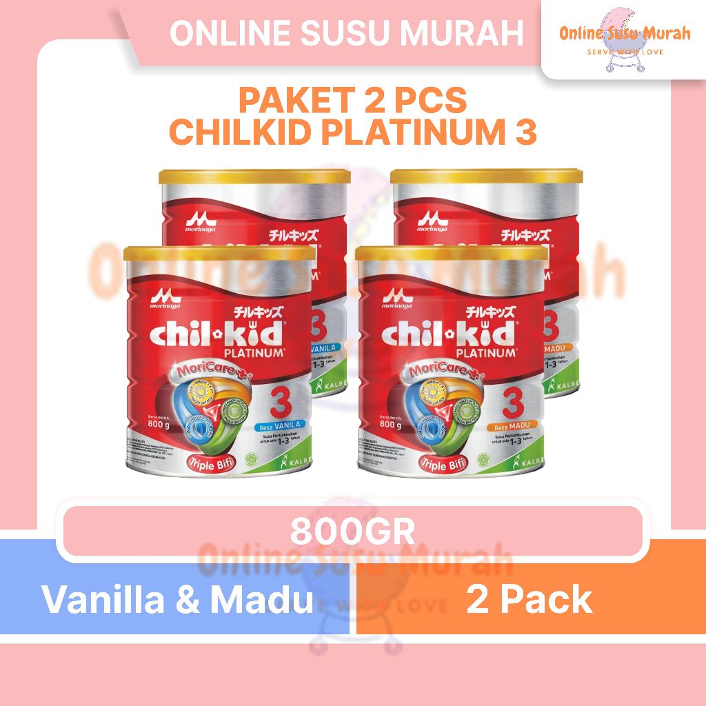 CHILKID PLATINUM 800 GRAM PAKET 2 KALENG CHIL KID 800GR MORINAGA USIA 1-3 TAHUN 800 GR SSKL