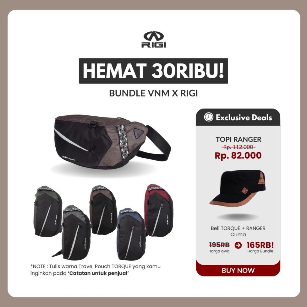 VNM Tas Pinggang Pria Tas Traveling Pria Tas Pinggang Besar Tas Selempang Waistbag Pria TORQUE
