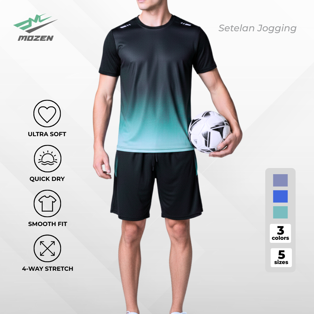 MOZEN Setelan Olahraga Lari Pria Green – Dryfit Adem Outfit Jogging Simpel Fleksibel XL–5XL
