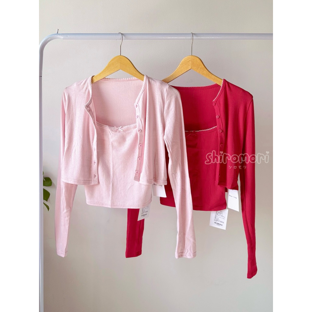 Soo-Jin Knit Cardigan Set Crop Top